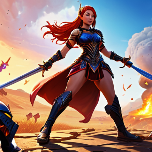 Home 16 **Image Prompt for Premium Characters:**
"Create an illustration showcasing a premium character from 'Victorious Goddess: Nikke' in an action pose, highlighting their unique design and enhanced abilities. The background should depict a vibrant battlefield scene, emphasizing the character's stats and visual appeal."