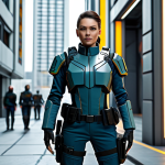 Stylish Commander Outfit**

"A female Commander character, fully clothed in a modern, tactical-inspired outfit, professional design, muted color palette with pops of vibrant color, standing in a futuristic, urban setting. Appropriate attire, safe for work, high-quality rendering, perfect anatomy, natural pose, well-formed hands, professional lighting, family-friendly."

**