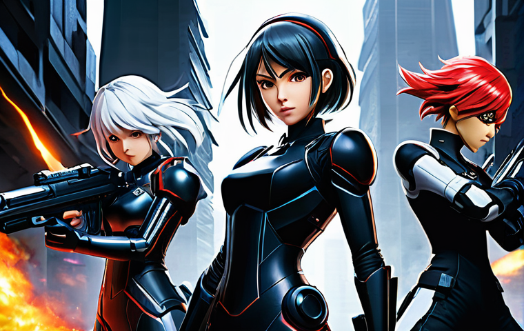 승리의여신 니케 전투 시나리오 해설 - **Prompt: Meta Team in Action**
"An intricately detailed, vibrant anime-style illustration of a ...