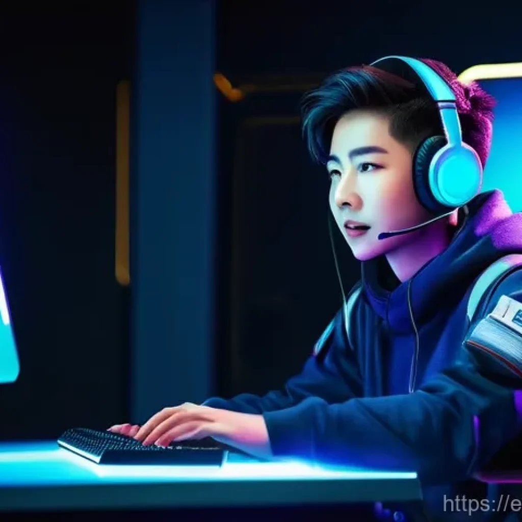 승리의여신 니케 팬덤 트렌드 분석 - **Prompt:** A dynamic, mid-shot image of a young adult gamer, with an expressive, surprised, and joy...