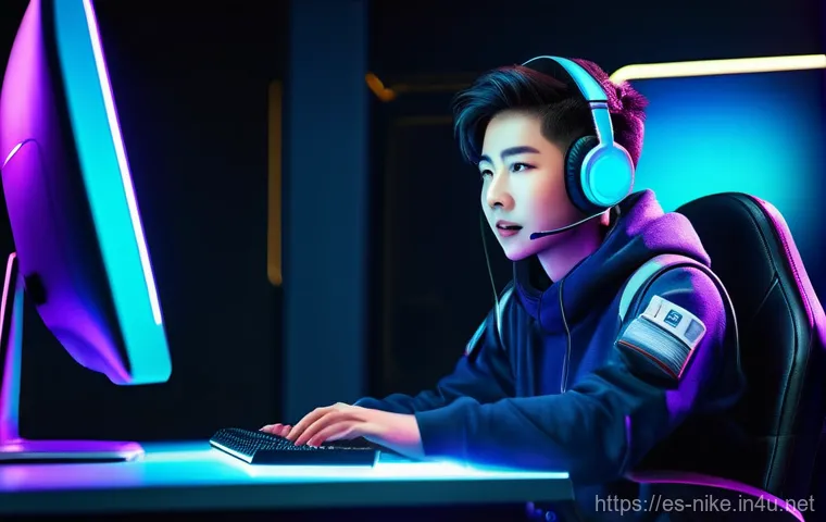 승리의여신 니케 팬덤 트렌드 분석 - **Prompt:** A dynamic, mid-shot image of a young adult gamer, with an expressive, surprised, and joy...