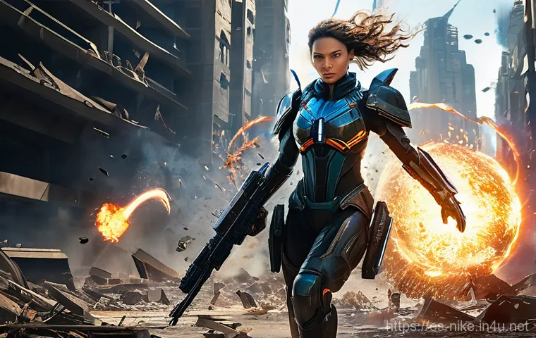 승리의여신 니케 특수 효과 분석 - **"Epic Burst Skill Unleashed"**
    A dynamic, action-packed full-shot image of a powerful female c...