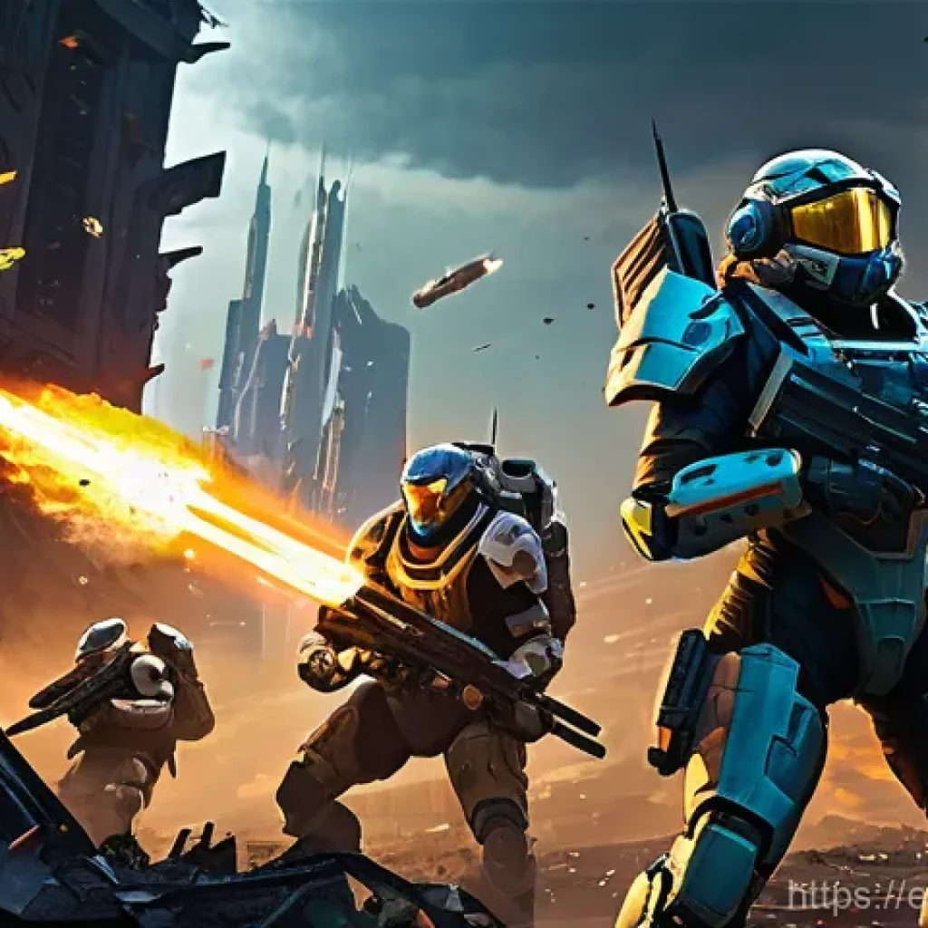 승리의여신 니케 세계관 심화 강의 - **Prompt:** A dynamic, wide-angle illustration featuring the NIKKE Counters squad (Rapi, Anis, and N...