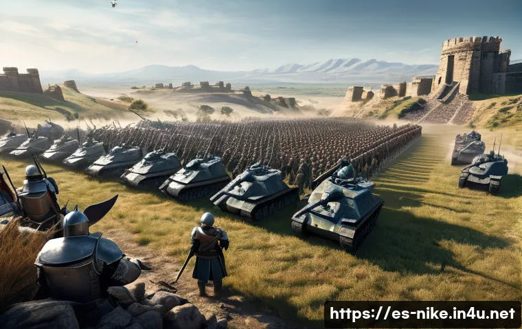 승리의여신 니케 클래식 모드 리뷰 - A dynamic battlefield scene from a classic strategic game, featuring a diverse group of armored sold...