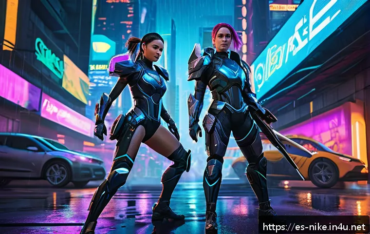 승리의여신 니케 밸런스 패치 내역 - A dynamic battle scene featuring two main DPS characters inspired by Rapi and Neon from Goddess of V...