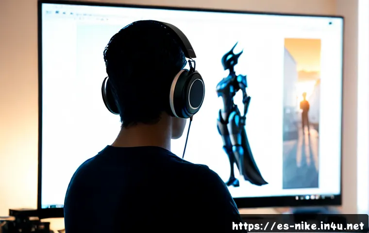 승리의여신 니케 팬 영상 제작 지원 - Photorealistic Spanish content creator editing a sci-fi mobile game fan video in a bright modern hom...